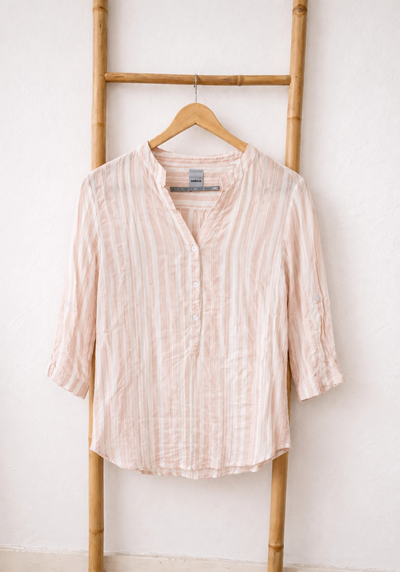 Camisa Zebra às riscas rosa e branco | Tamanho S | Manga 3/4